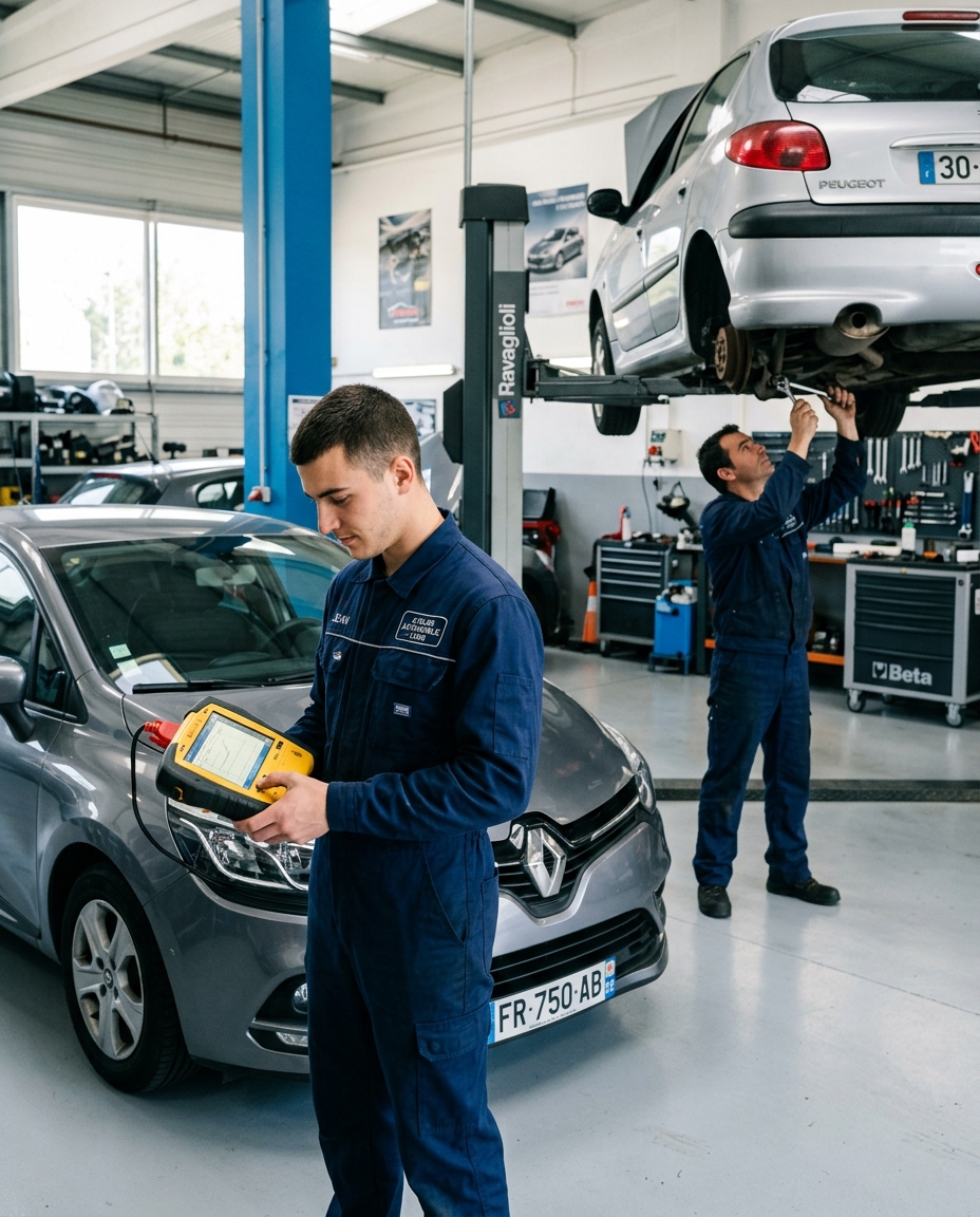 Équipe Sphère Auto - mécaniciens au travail